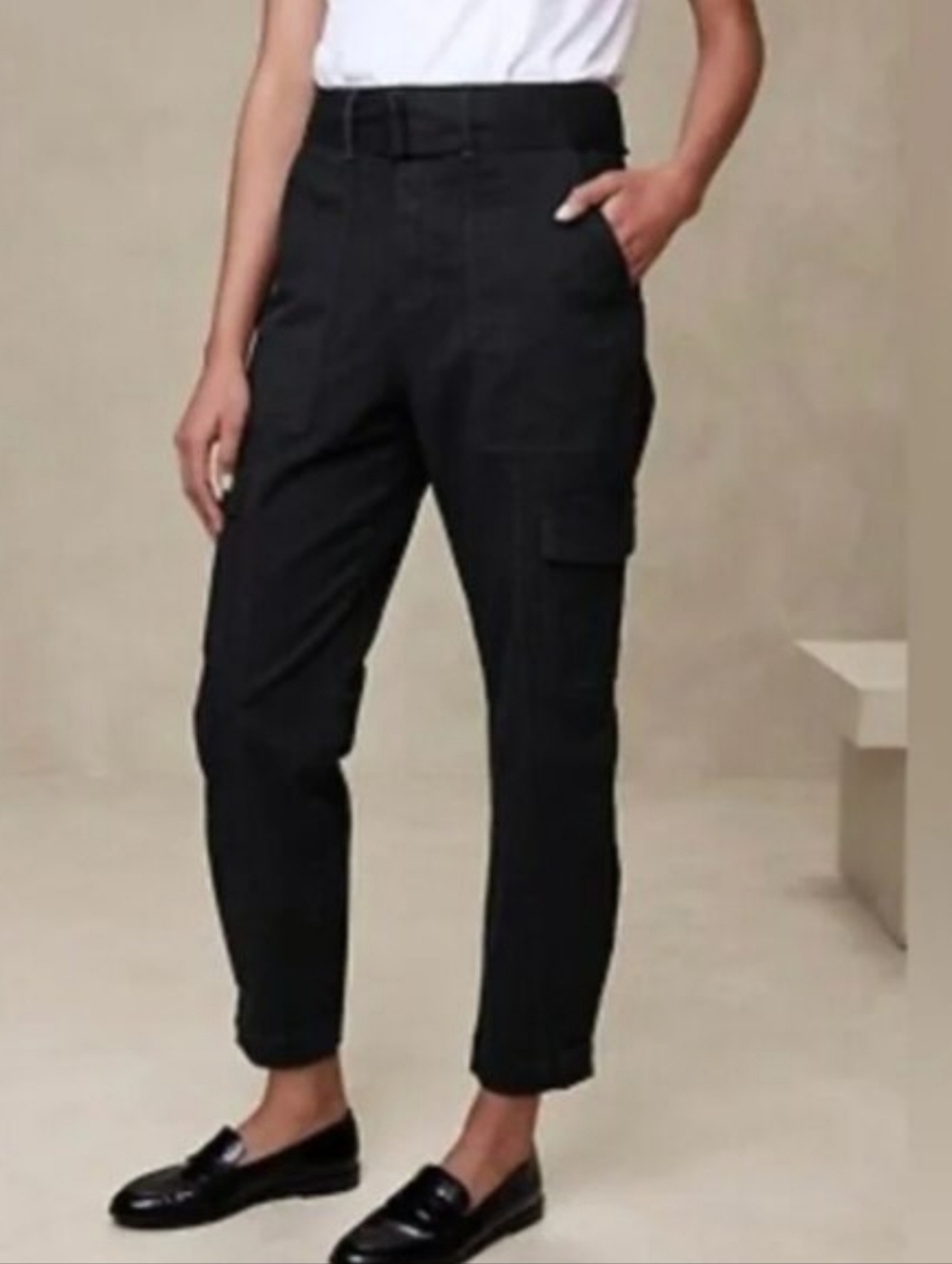 Banana Republic High Rise Cargo Pants Black 6